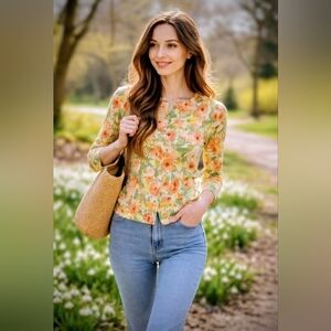EDDIE BAUER Spring Flowers Cardigan